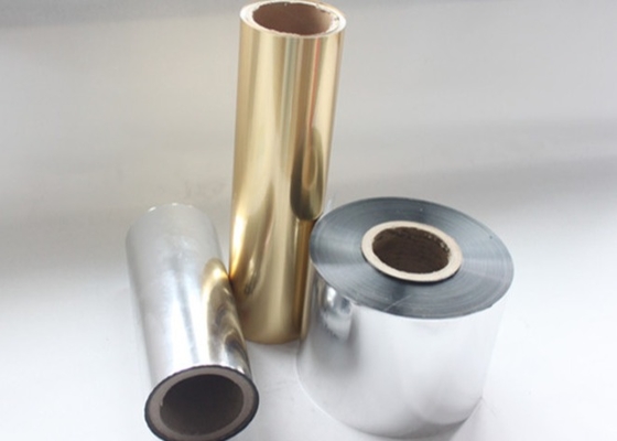 Film di laminazione termica BOPP oro/argento 25 micron lucente lucente metallico per stampaggio a caldo