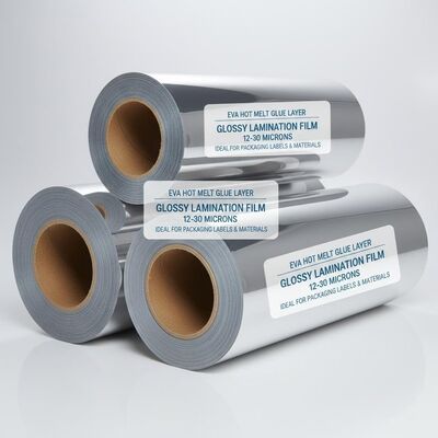 Un buon prezzo. Rotoli di film per laminazione lucida con adesivo hot melt EVA Spessore da 12 a 30 micron Ideale per etichette e materiali di imballaggio in linea
